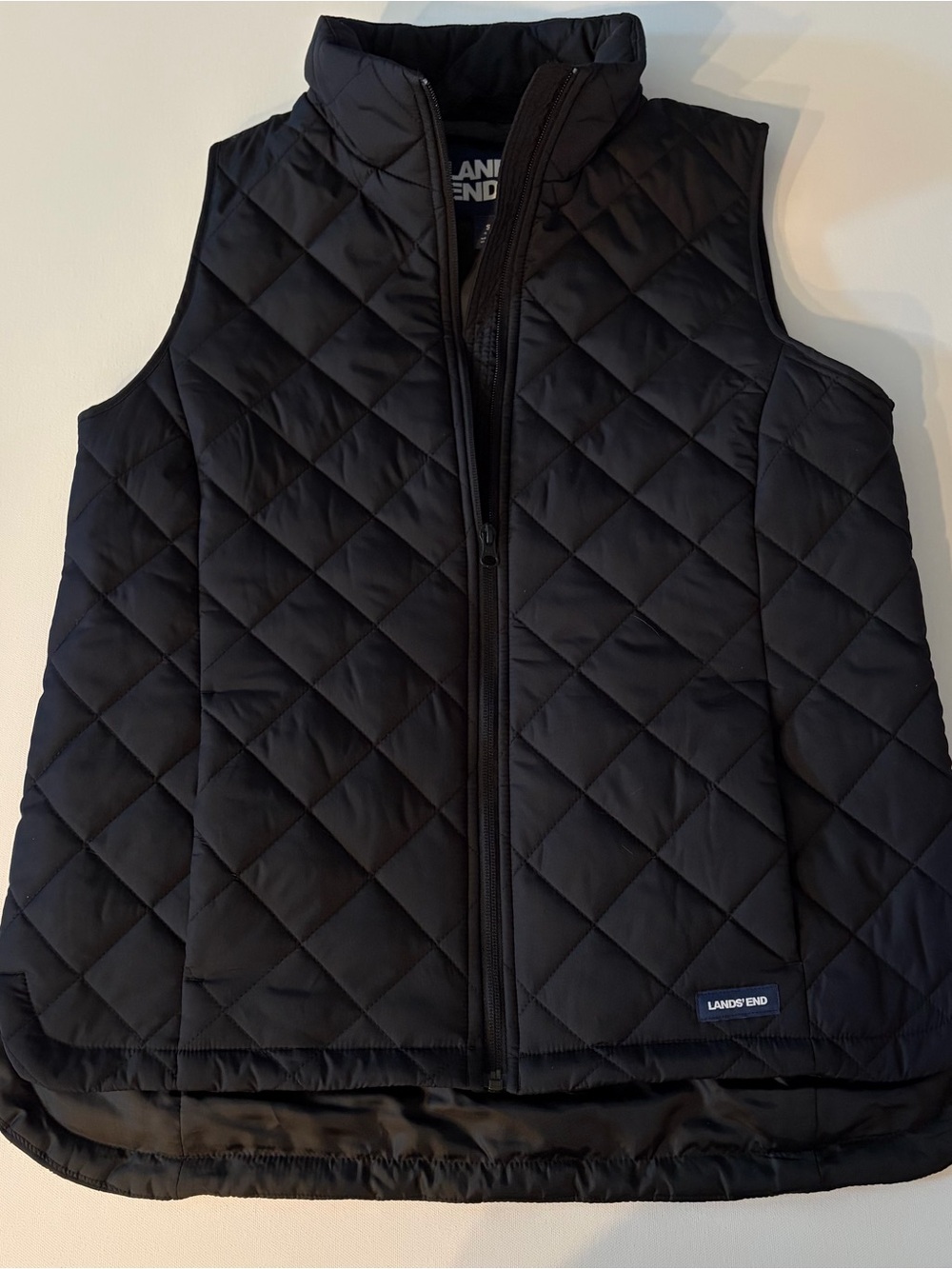 LANDS’ END WOMENS SMALL BLACK QUILTED INSULATED FULL ZIP VEST
